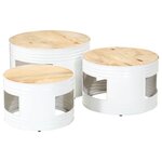 vidaXL Tables de bar forme tambour 3 Pièces bois de manguier massif brut