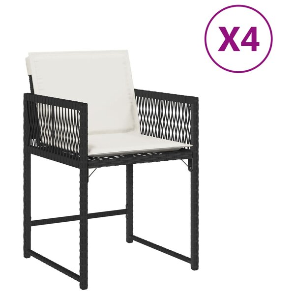 vidaXL Chaises de jardin lot de 4 avec coussins noir résine tressée
