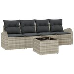 Ensemble de Canapés de Jardin vidaXL 5 Pièces avec Coussins Gris Clair Poly Rattan