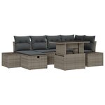 vidaXL Ensemble de Canapé de Jardin 7 Pièces avec Coussins en Rotin Poly Gris
