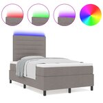vidaXL Lit à ressorts avec matelas & LED taupe 120x190 cm tissu