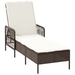 vidaXL Chaise Longue Marron et crème Rattan PE 157 x 55 x 92 cm Pliable