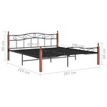 vidaXL Cadre de lit sans matelas noir métal bois chêne 200x200 cm
