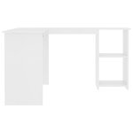 Bureau table poste de travail meuble d'ordinateur informatique étude d'angle en forme de L 120 x 140 x 75 cm blanc 02_0023681