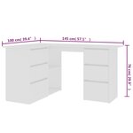 vidaXL Bureau d'angle Blanc 145x100x76 cm Bois d'ingénierie