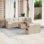vidaXL Salon de jardin avec coussins 10 Pièces beige résine tressée