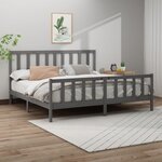 vidaXL Cadre de lit Gris Bois de pin massif 200x200 cm
