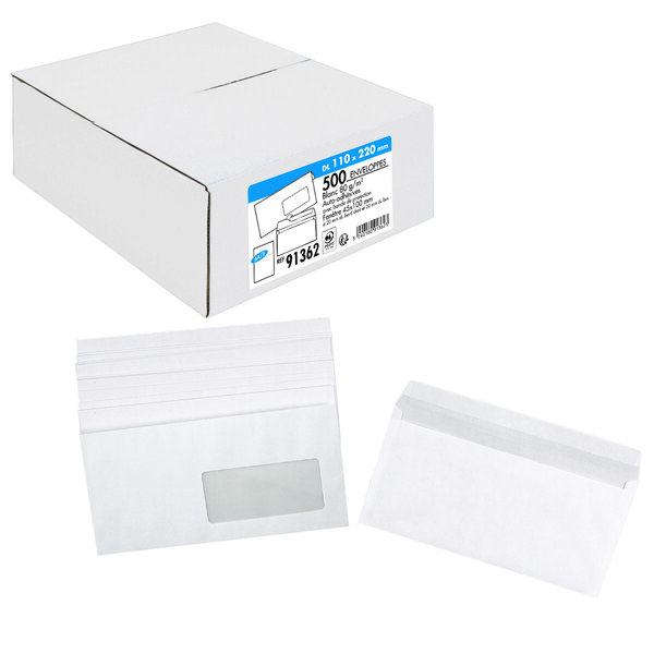 Enveloppe fenêtre 110x220 80g 45x100 - Lot de 500