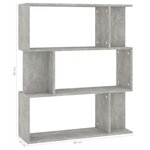 vidaXL Bibliothèque/Séparateur de pièce Gris béton Bois d’ingénierie