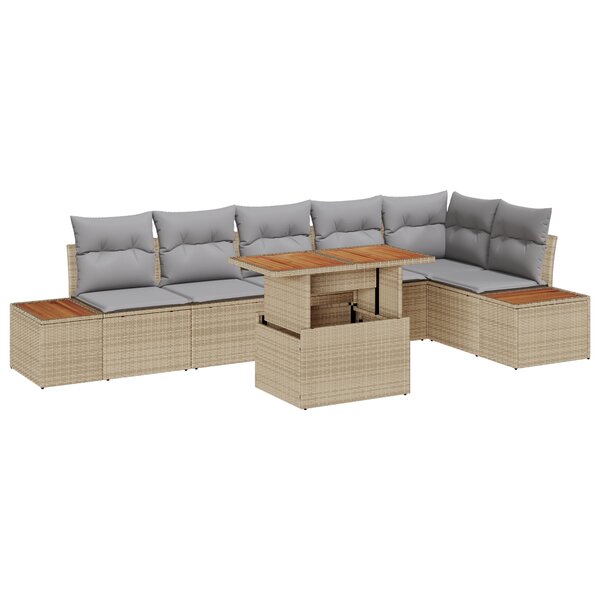 vidaXL Canapé de Jardin 7 Pièces avec Coussins Beige