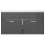 vidaXL Armoire d'évier et lavabo intégré Gris brillant Bois ingénierie