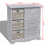 vidaXL Armoire en bois 3 paniers gauches en tissage Blanc