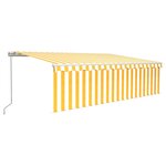 vidaXL Auvent rétractable manuel avec store 5x3 m Jaune et blanc