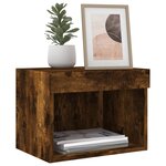 vidaXL Table de chevet murale avec lumières LED chêne fumé