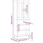 vidaXL Buffet haut Sonoma gris 69 5x34x180 cm Bois d'ingénierie