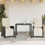 vidaXL Ensemble à manger de jardin avec coussins 3 Pièces Noir