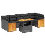 vidaXL Salon de jardin 8 Pièces avec coussins noir résine tressée