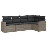 vidaXL Salon de jardin 5 Pièces avec coussins gris résine tressée