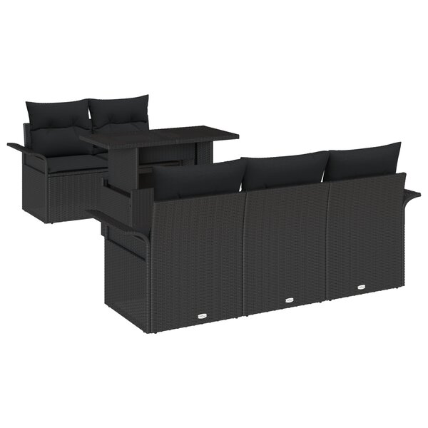 vidaXL Ensemble de Canapé de Jardin 6 Pièces avec Coussins Rattan Poly Noir