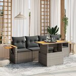 vidaXL Salon de jardin 5 Pièces avec coussins gris résine tressée