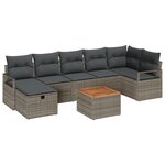 Ensemble de canapé de jardin 8 pièces avec coussins gris en poly rotin