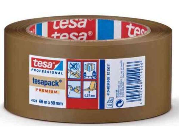 Pack 16 rubans adhésifs 4124 pour emballage pvc marron 19mm x 66m tesa
