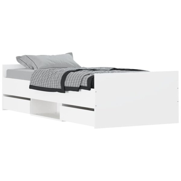 vidaXL Cadre de lit avec tête de lit/pied de lit blanc 90x200 cm