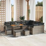 vidaXL Ensemble Canapé de Jardin Modulaire de 13 Pièces avec Coussins Gris Poly Rotin Acacia