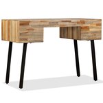 Bureau table meuble travail informatique teck de récupération massif 110 cm 0502070