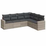 vidaXL Salon de jardin 6 Pièces avec coussins gris clair résine tressée