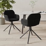 vidaXL Chaises pivotantes à manger lot de 2 Noir Velours