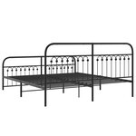 vidaXL Cadre de lit métal sans matelas avec pied de lit noir 183x203cm