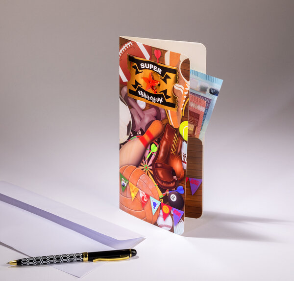 Porte-billet pour offrir billets  chèques  invitations spectacles - super anniversaire - multisports