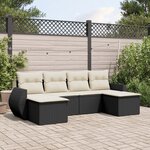vidaXL Salon de jardin 6 Pièces avec coussins noir résine tressée