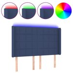 vidaXL Tête de lit à LED Bleu 147x16x118/128 cm Tissu