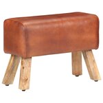 vidaXL Banc saut de cheval 58 cm marron cuir véritable et manguier