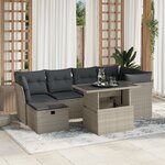 vidaXL Salon de jardin avec coussins 7 Pièces gris clair résine tressée