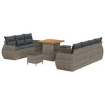 vidaXL Ensemble de Canapés de Jardin 10 Pièces avec Coussins - Poly Rattan Gris et Acacia