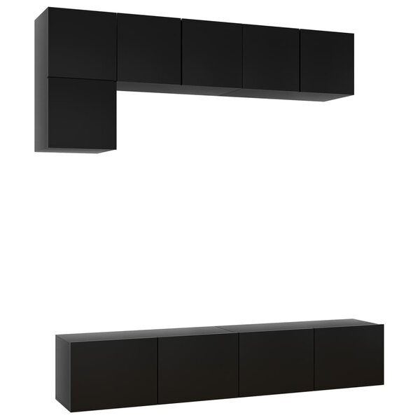 vidaXL Ensemble de meubles TV 5 Pièces Noir Bois d'ingénierie