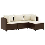 vidaXL Salon de jardin 4 Pièces avec coussins Marron Résine tressée