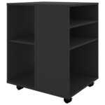 vidaXL Armoire à roulettes Noir 60x53x72 cm Bois d’ingénierie