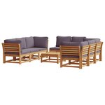 vidaXL Salon de jardin avec coussins 9 Pièces bois massif d'acacia