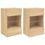 vidaXL Meubles TV muraux lumières LED 2 Pièces chêne sonoma 40x30x60 5 cm
