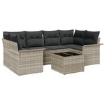 Ensemble de Canapés de Jardin 7 Pièces avec Coussins Gris Clair en Rattan Poly