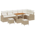 Ensemble de Canapé de Jardin vidaXL 9 Pièces avec Coussins Beige Rattan Acacia