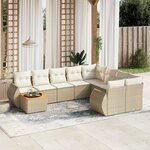 vidaXL Salon de jardin avec coussins 10 Pièces beige résine tressée