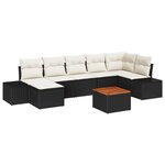 vidaXL Ensemble de Canapé de Jardin de 8 Pièces avec Coussins en Rotin Noir Poly