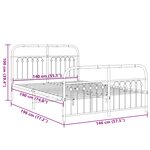 vidaXL Cadre de lit métal sans matelas et pied de lit blanc 140x190 cm