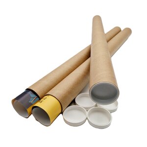 Lot de 10 tubes carton brun pour affiche poster 5 cm x 64 cm