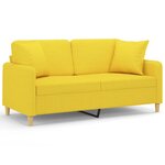 vidaXL Canapé 2 places avec oreillers jaune clair 140 cm tissu